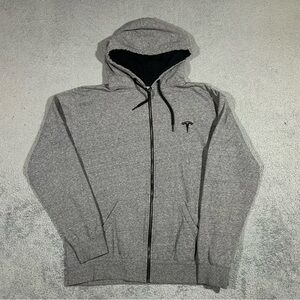 Grey Tesla Zip Up Hoodie Men’s Size XL Cotton Blend Tesla Logo #1724